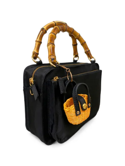 SERPUI Bolsa de ombro Flora com alça de mão em bambu