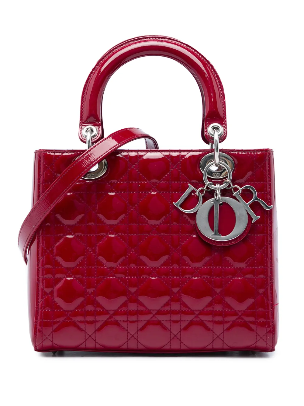 Christian Dior Pre-Owned 2014 Medium Patent Cannage Lady Dior satchel - Rot