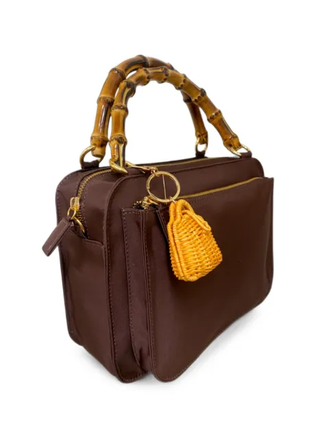 SERPUI Bolsa de ombro Flora com alça de mão em bambu