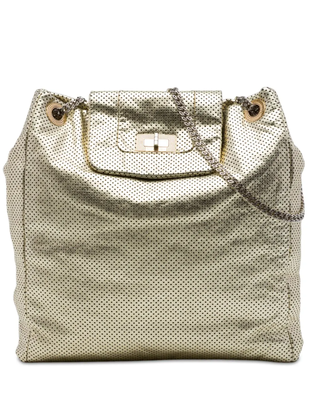 CHANEL Pre-Owned 2008-2009 Perforated Crackled Metallic Calfskin Drill tote bag - Oro