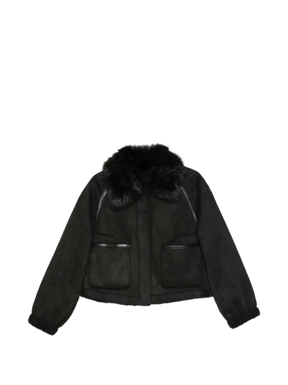 Betta Corradi Faux-fur Collar Cropped Jacket In Black