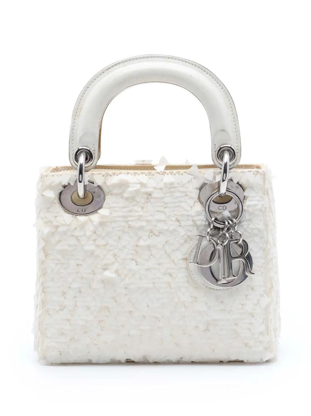 Christian Dior Pre-Owned 2014 Mini Satin Embellished Lambskin Lady Dior satchel - Weiß