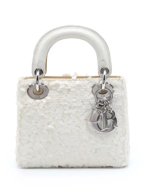 Christian Dior Pre-Owned bolsa satchel Lady Dior mini de satén y piel de cordero con detalles de lentejuelas 2014