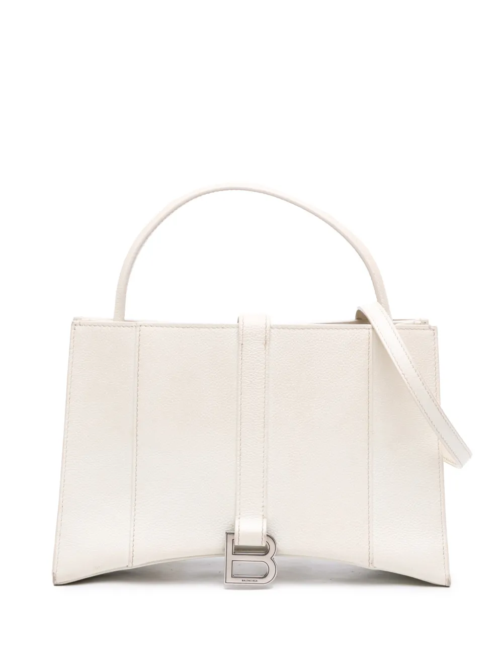 Balenciaga Pre-Owned 2018-2026 Small Leather Hourglass East West Tote satchel - Bianco