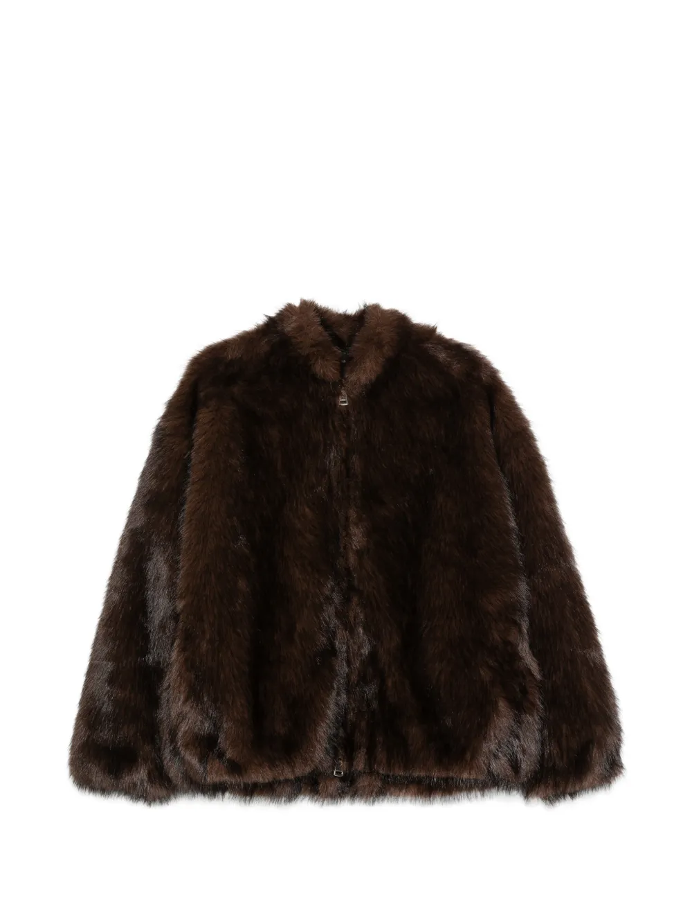 Betta Corradi Faux-fur Zip-up Coat In Brown