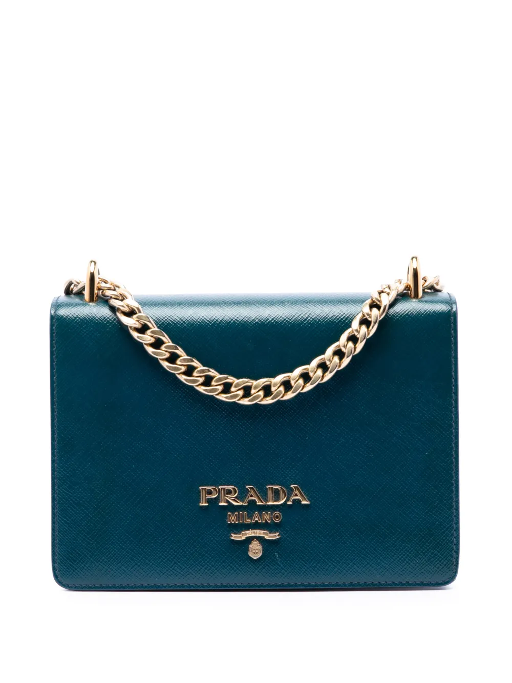 Prada Pre-Owned 2010-2026 Mini Saffiano Chain Flap crossbody bag - Blu