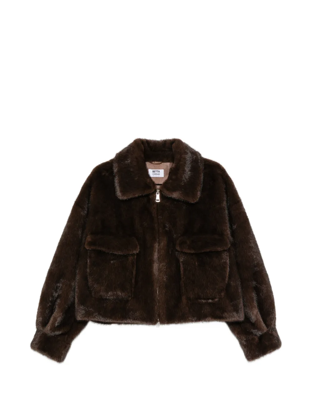 Betta Corradi Faux-fur Flap-pockets Jacket In Brown