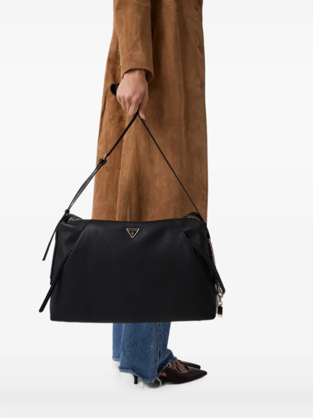 GUESS USA Devon shopper met logo-bedel Zwart