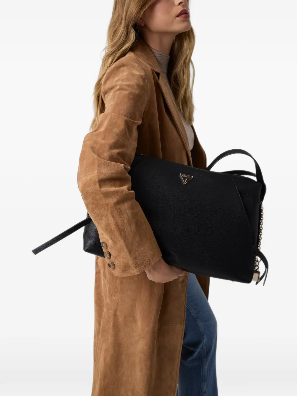GUESS USA Devon shopper met logo-bedel Zwart