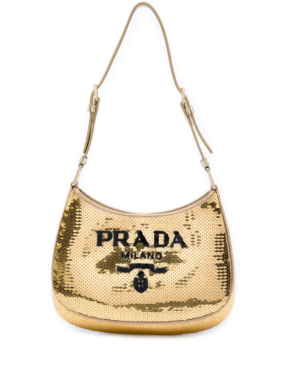 Prada Pre-Owned 2013-2026 Sequin Embellished Satin Cleo shoulder bag - Oro