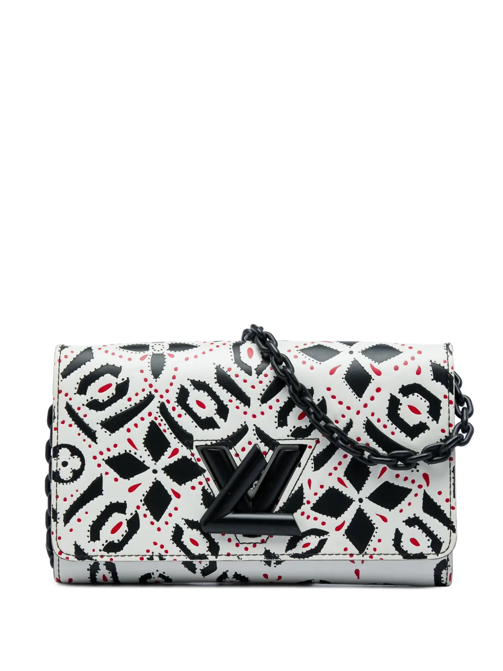 Louis Vuitton Pre-Owned Borsa a tracolla Twist in pelle di vitello con stampa grafica e catena 2015 - Bianco