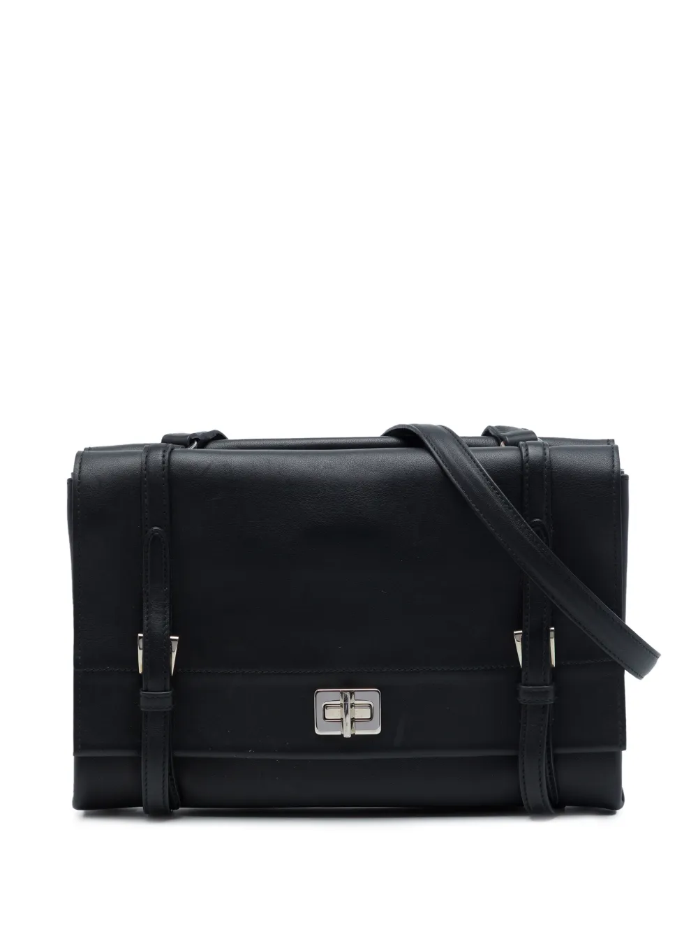 Prada Pre-Owned 2010-2026 Lux Calf Double Sided Flap Messenger Bag crossbody bag - Nero