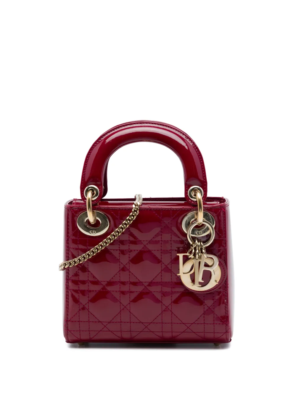 Christian Dior Pre-Owned 2017 Mini Patent Cannage Lady Dior satchel - Rot