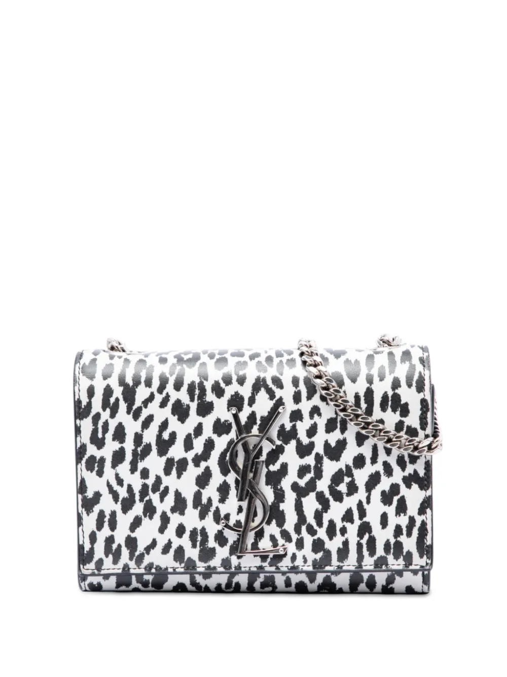 Saint Laurent Pre-Owned 2014 Small Calfskin Leopard Print Monogram Kate crossbody bag - Weiß