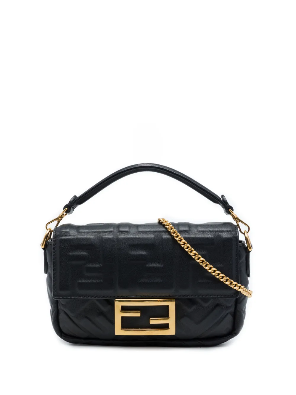 Fendi Pre-Owned Borsa a tracolla mini in pelle goffrata con motivo Zucca 2010-2026 - Nero