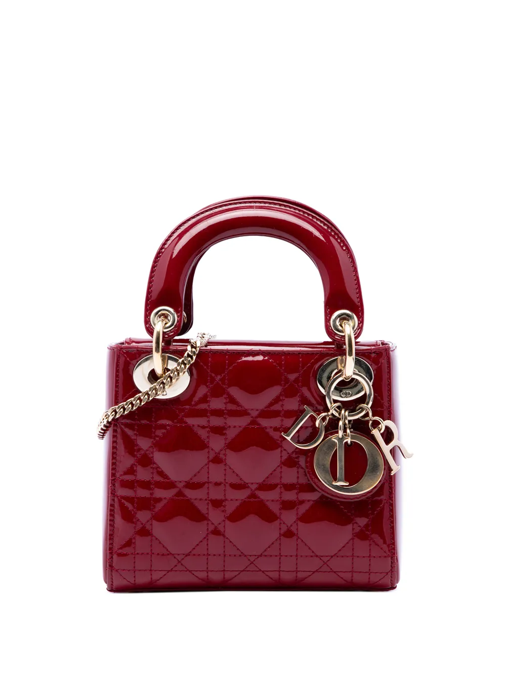 Christian Dior Pre-Owned 2017 Mini Patent Cannage Lady Dior satchel - Rosso