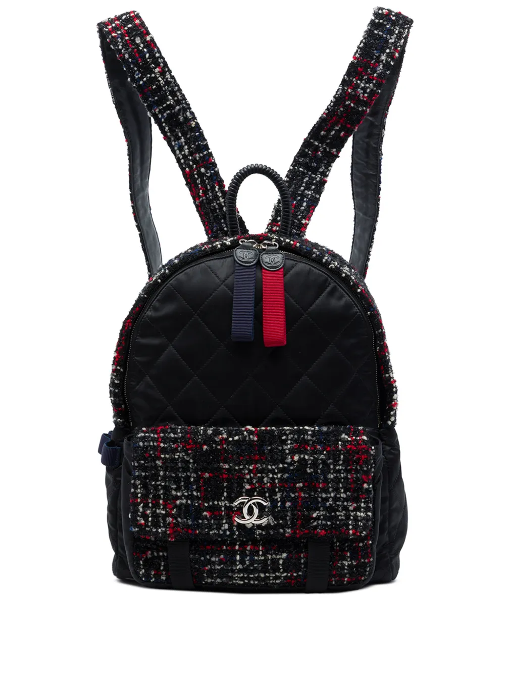 CHANEL Pre-Owned 2017-2018 Quilted Nylon and Tweed Astronaut Essentials backpack - Nero