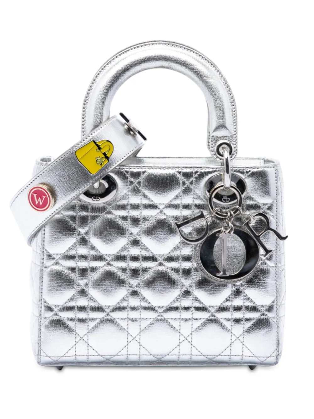 Christian Dior Pre-Owned 2017 Small Metallic Lambskin Cannage My ABCDior Lady Dior satchel - Silber