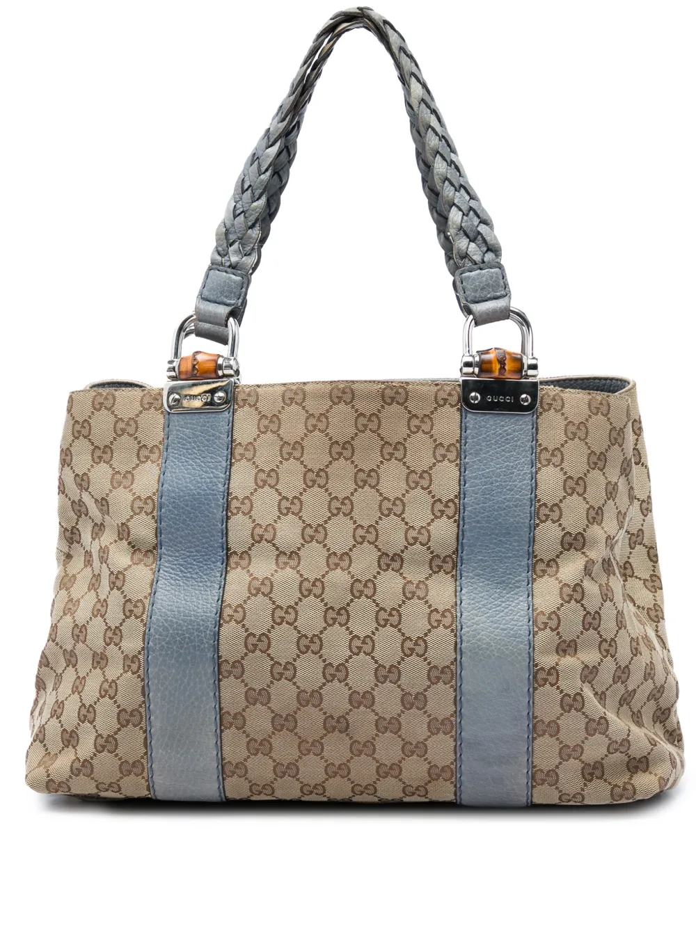 Gucci Pre-Owned 2016-2026 Medium GG Canvas Bamboo Libeccio tote bag - Blu