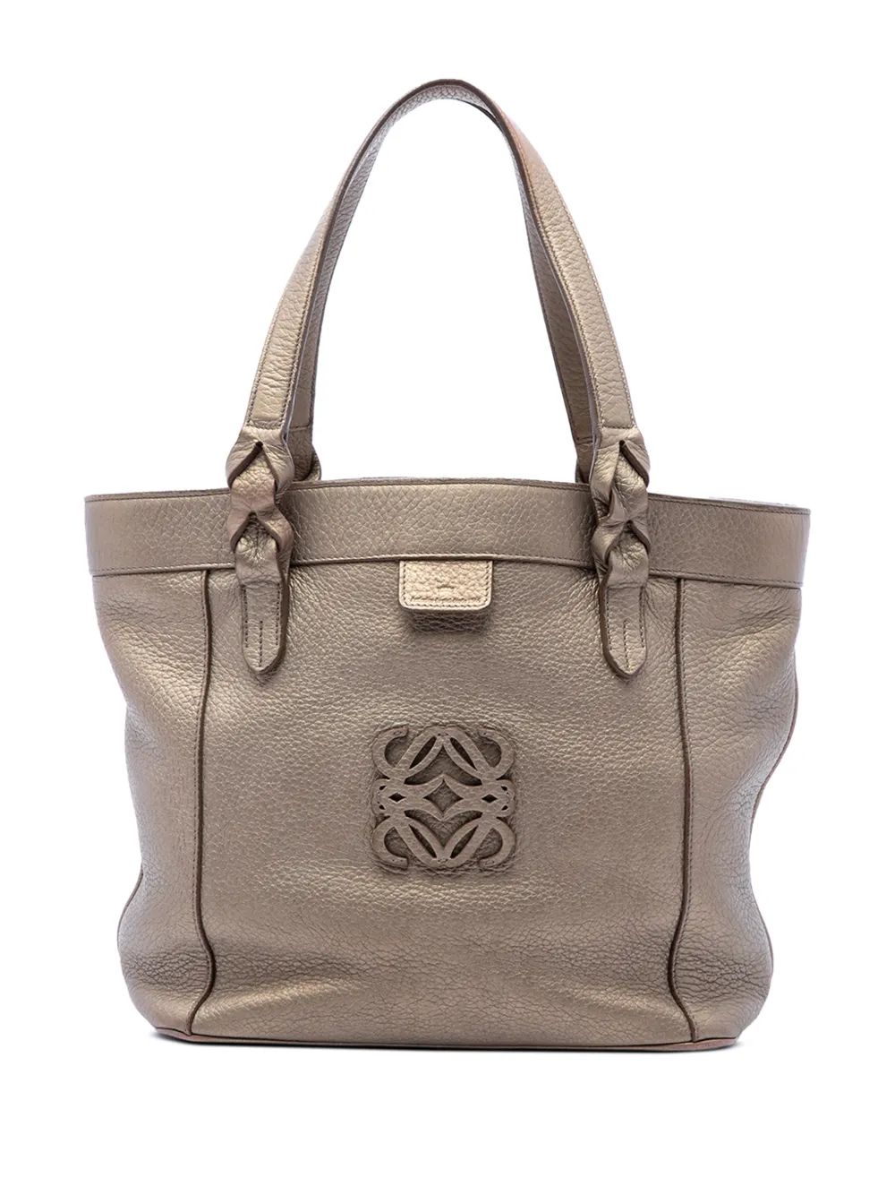 Loewe Pre-Owned 2013 Metallic Leather Anagram Fusta tote bag - Braun