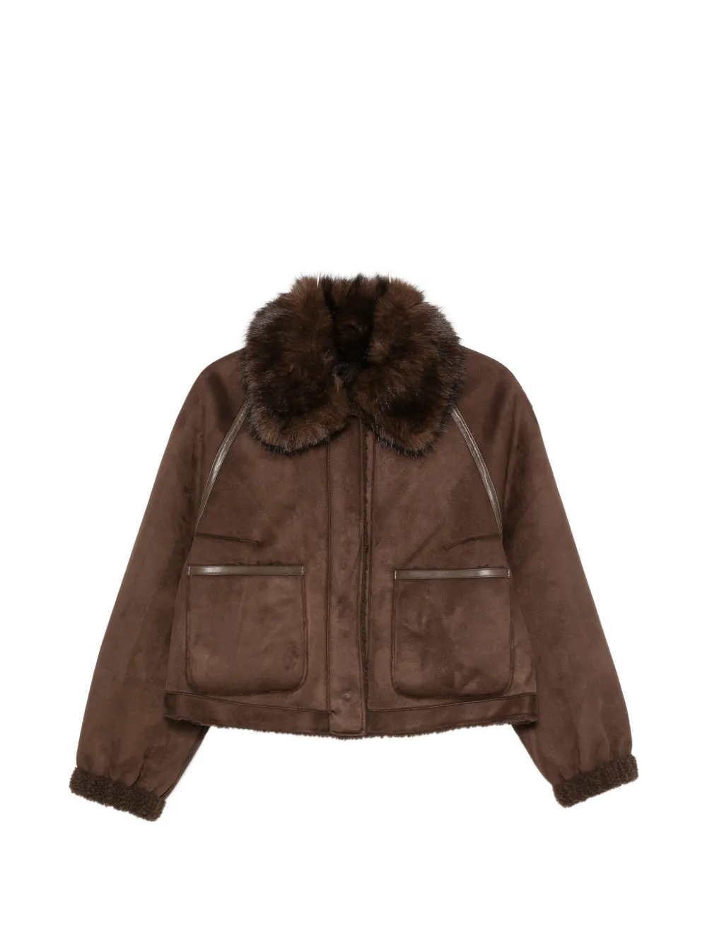 Betta Corradi Faux-fur Collar Reversible Jacket In Brown