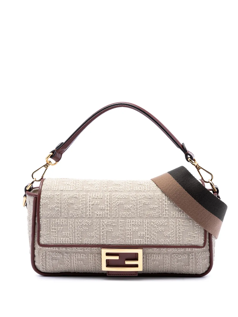 Fendi Pre-Owned 2010-2026 Zucca Embroidered Canvas Baguette satchel - Toni neutri