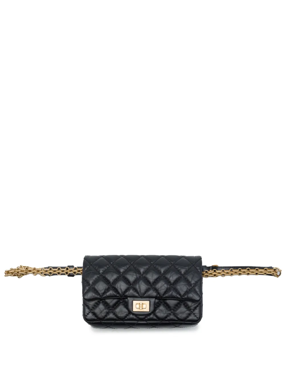 CHANEL Pre-Owned 2019 Quilted Aged Calfskin Reissue 2.55 Flap belt bag - Nero