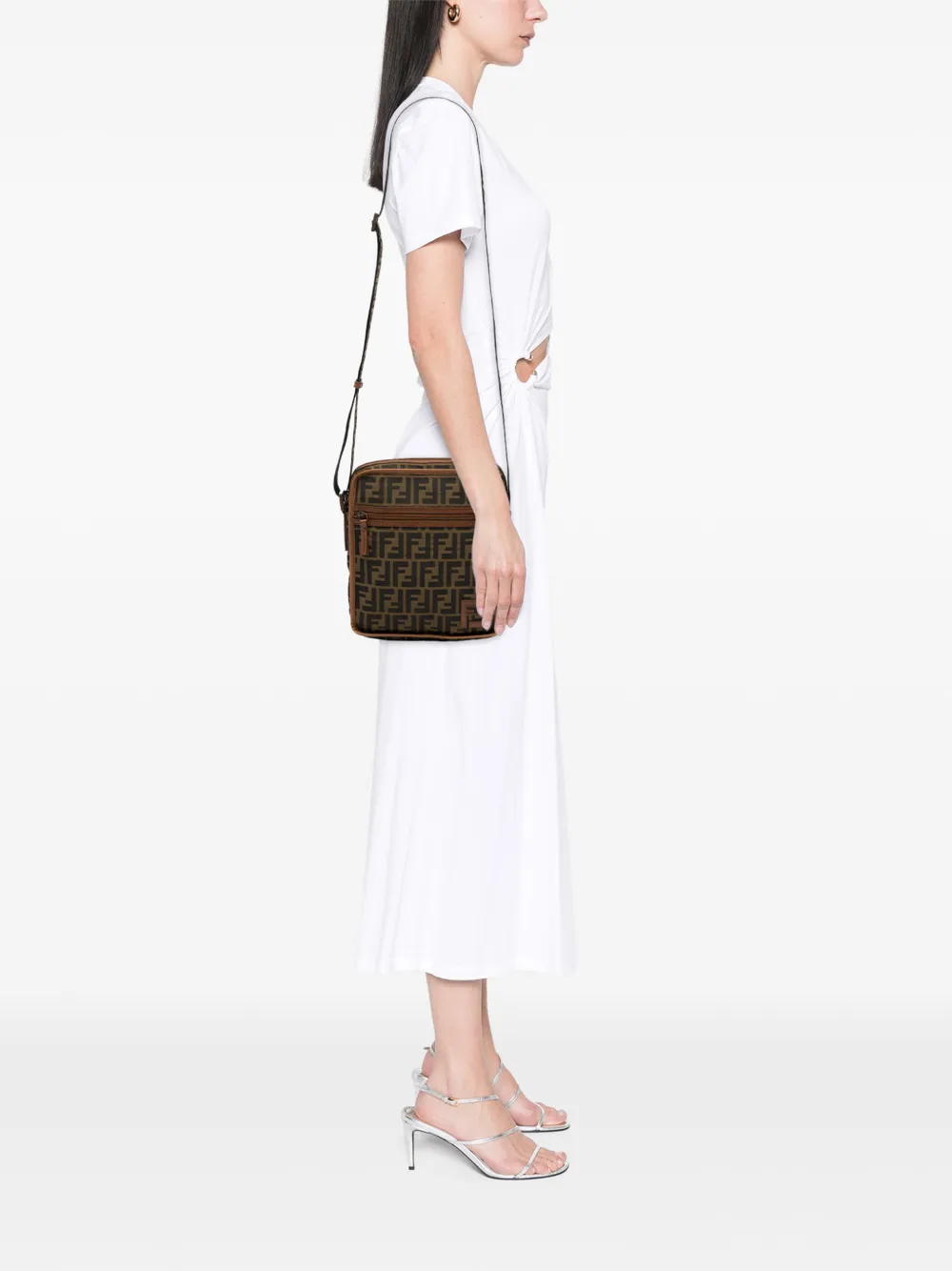 Fendi Pre-Owned 2000-2010 Zucca canvas crossbodytas Bruin