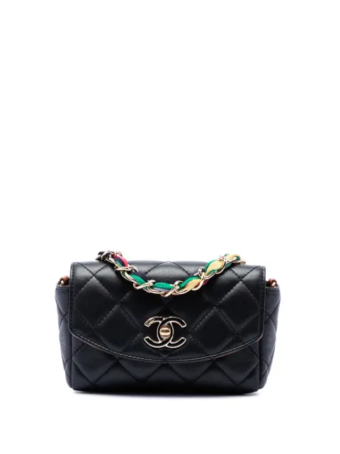 CHANEL Pre-Owned 2021 Mini Quilted Lambskin Cocovado Ribbon Chain Flap crossbody bag