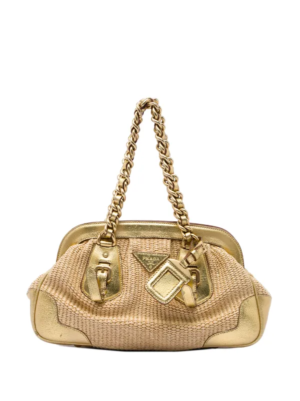 Prada Pre-Owned Cinghiale Trimmed Paglia 单肩包（2010-2026年典藏款