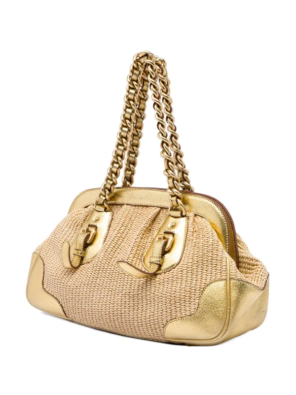 Prada Pre-Owned 2010-2026 Cinghiale Trimmed Paglia Shoulder Bag