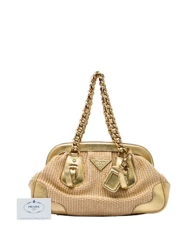 Prada Pre-Owned 2010-2026 Cinghiale Trimmed Paglia Shoulder Bag