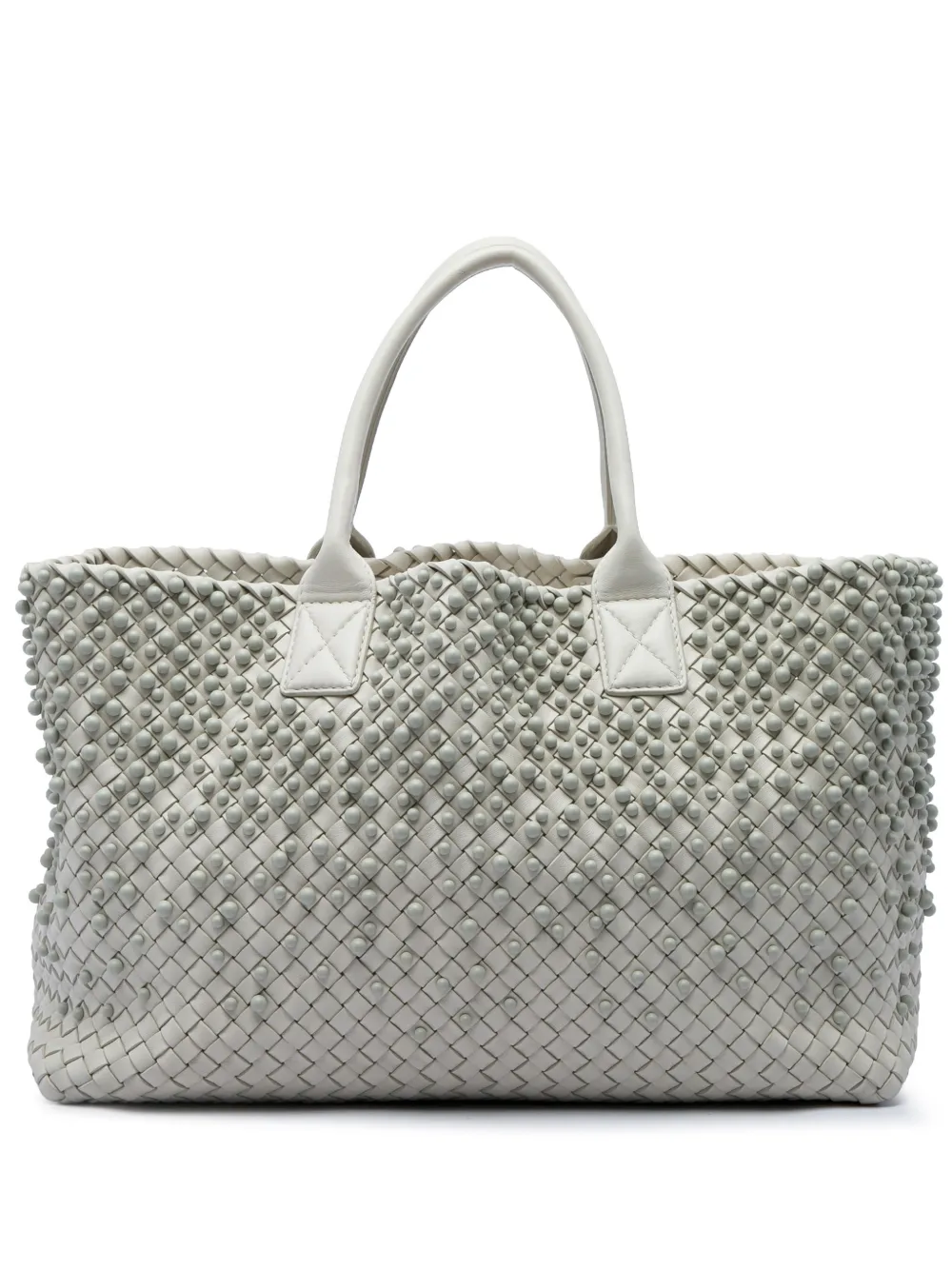 Bottega Veneta Pre-Owned 2012-2026 Limited Edition Medium Lambskin Intreccio Mist Spheres Cabat tote bag - Bianco
