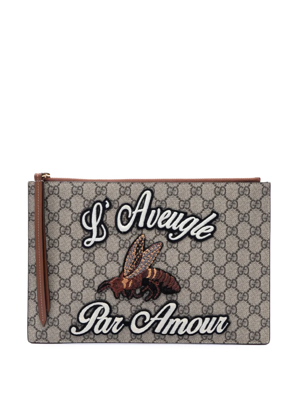 Gucci Pre-Owned 2016-2026 GG Supreme L Aveugle Par Amour pouch - Nude