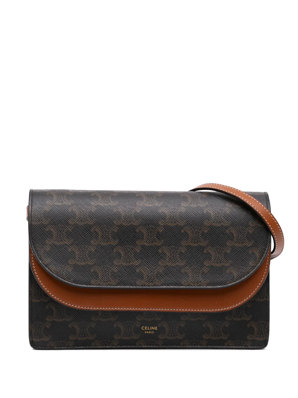 Celine Pre-Owned 2022 Triomphe Coated Canvas Wallet On Strap crossbody bag - Braun
