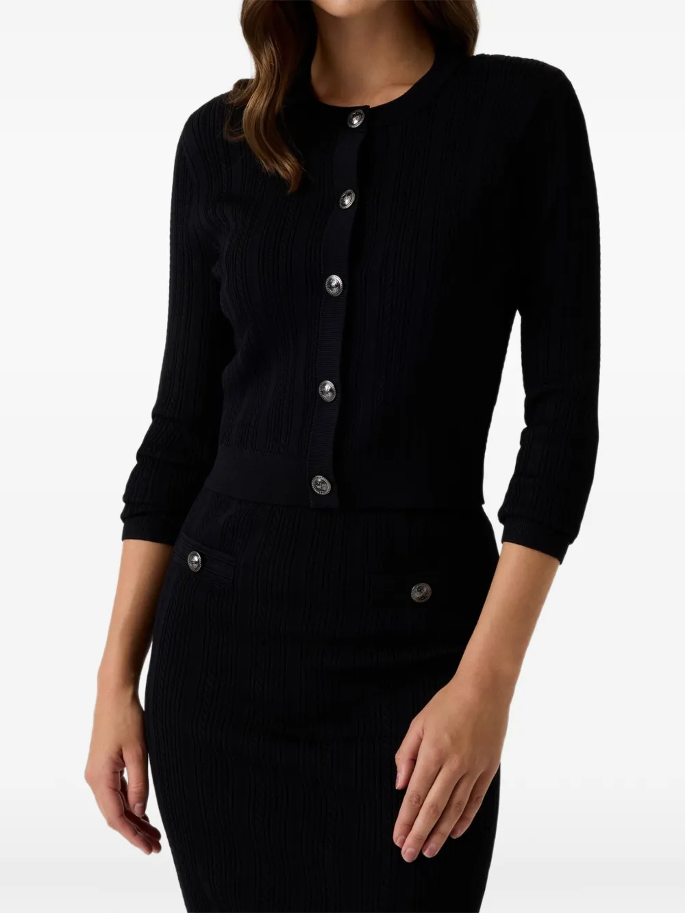 GUESS USA cable-knit button-down cardigan - Nero