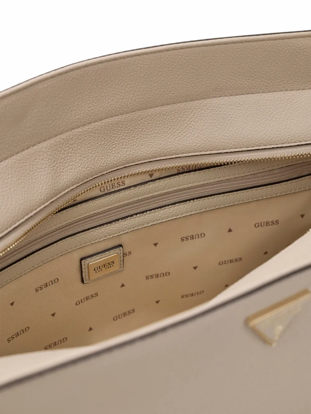 GUESS USA Devon shopper met logoplakkaat Beige