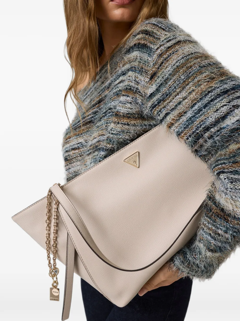 GUESS USA Devon shopper met logoplakkaat Beige