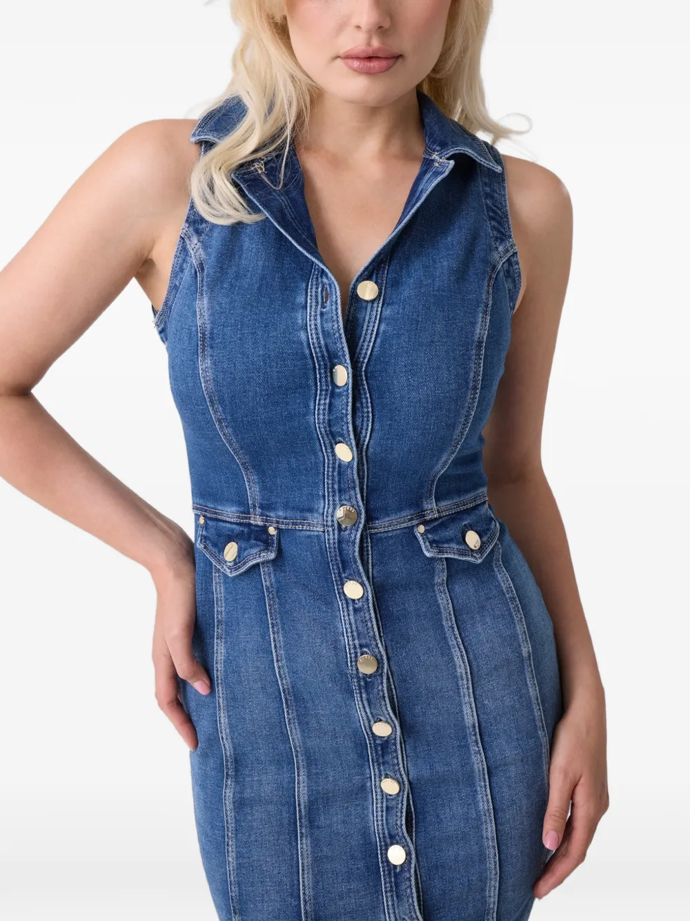 GUESS USA robe courte boutonnée - Bleu