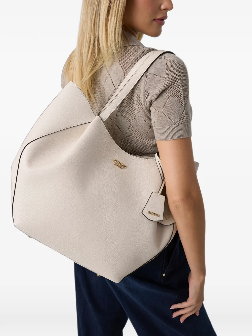 GUESS USA Amorette shopper met logoplakkaat Beige