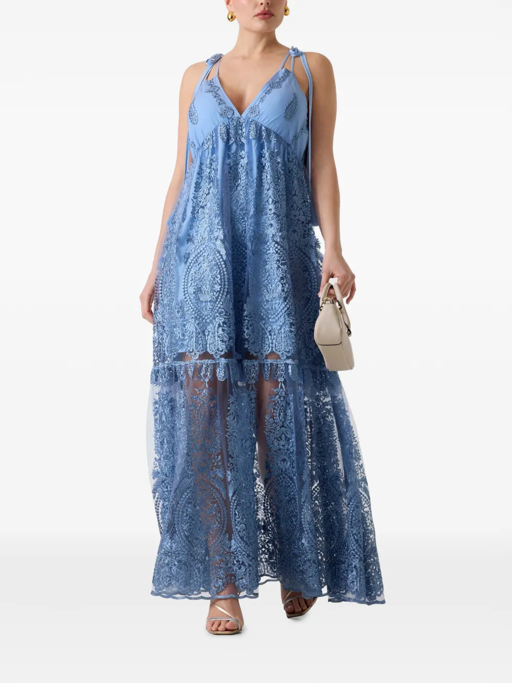GUESS USA Karima maxi-jurk met borduurwerk Blauw