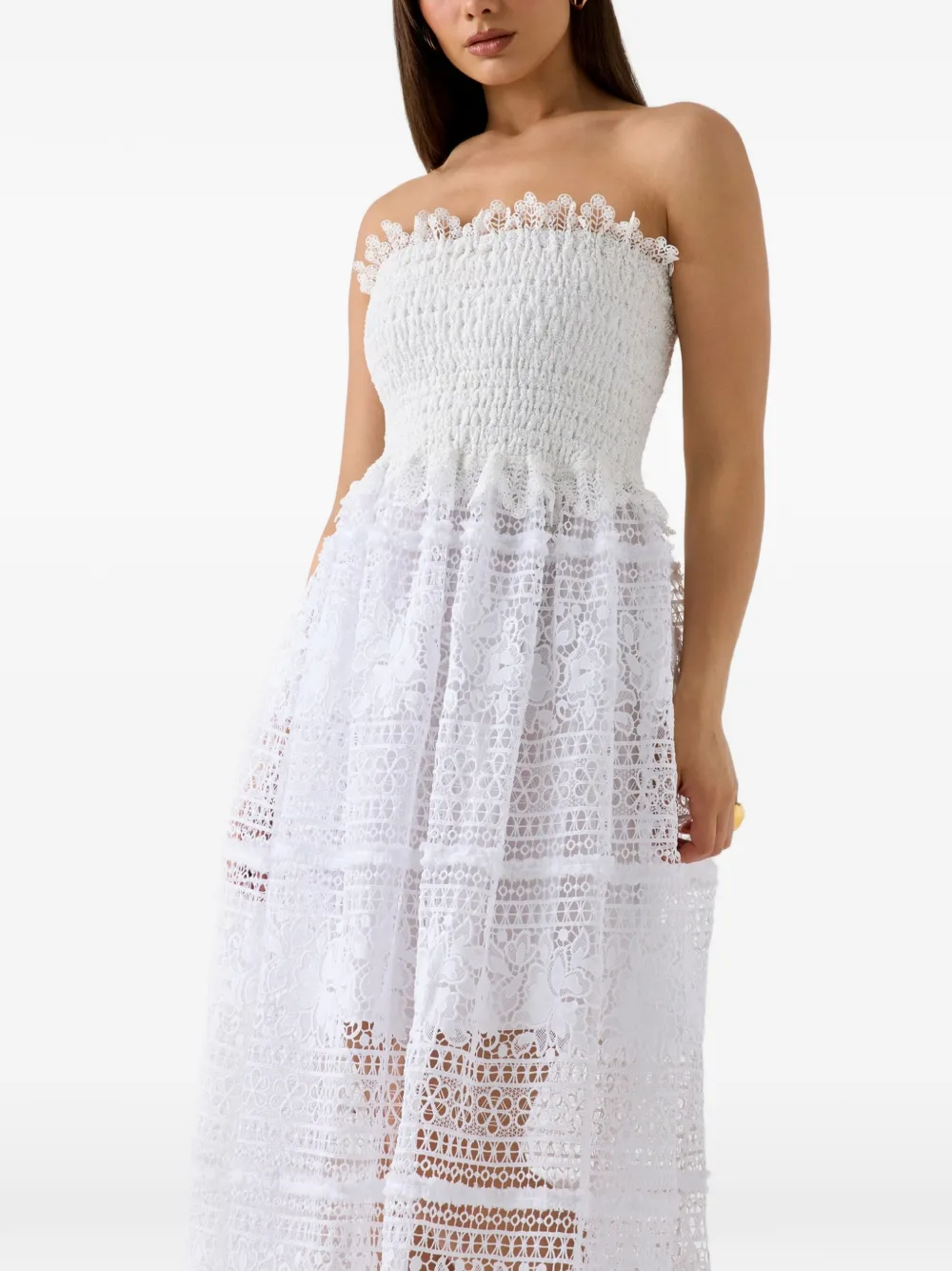 GUESS USA Schulterfreies Malene Spitzenkleid - Weiß