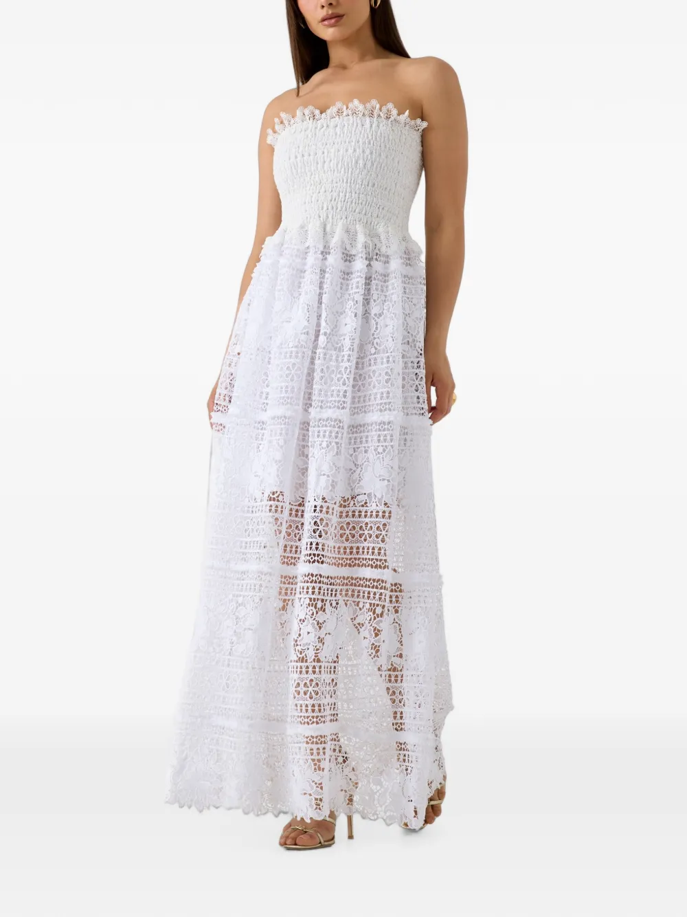 GUESS USA Malene strapless jurk met kant Wit