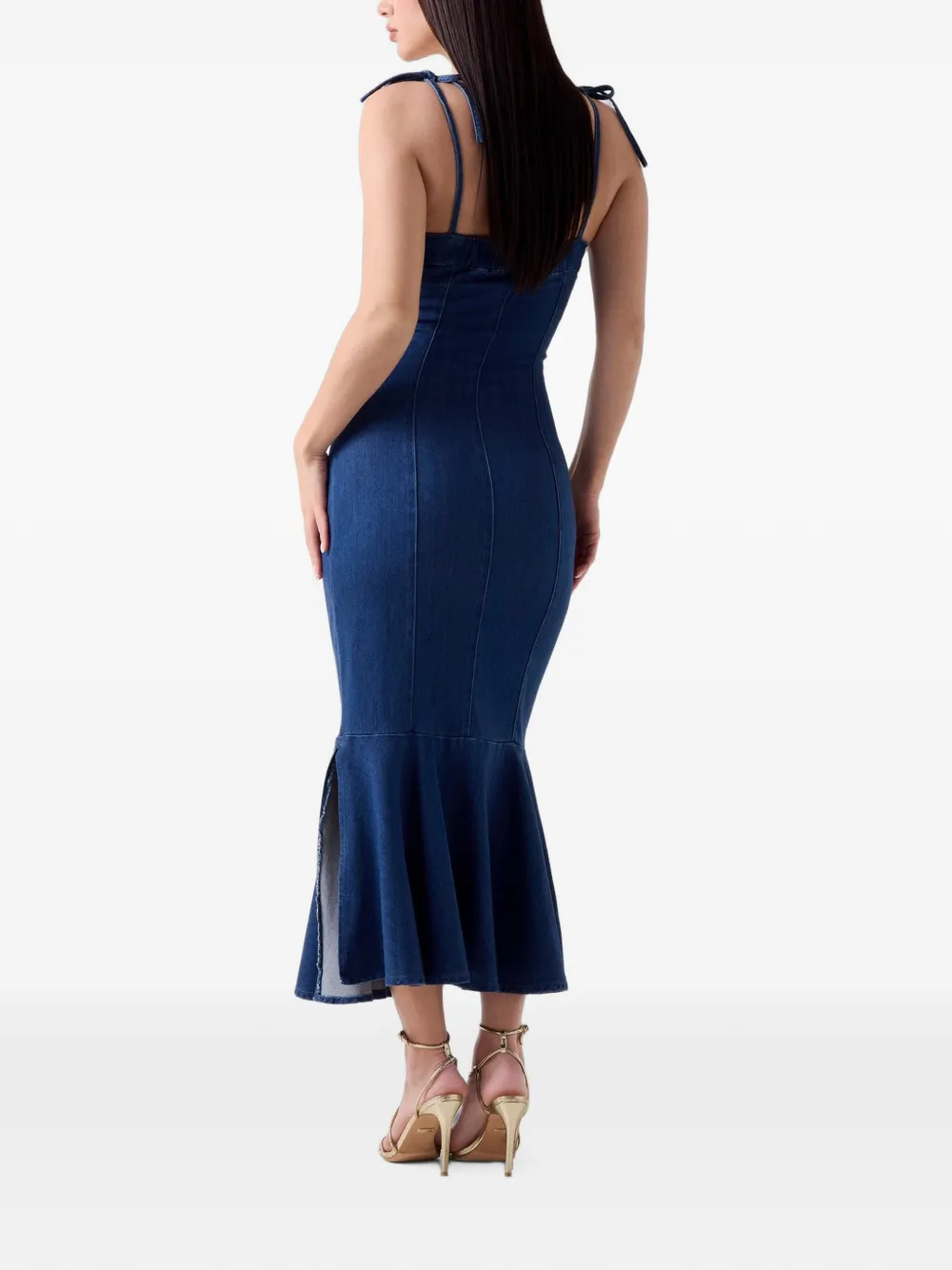 GUESS USA Midi-jurk met gestrikte bandjes Blauw