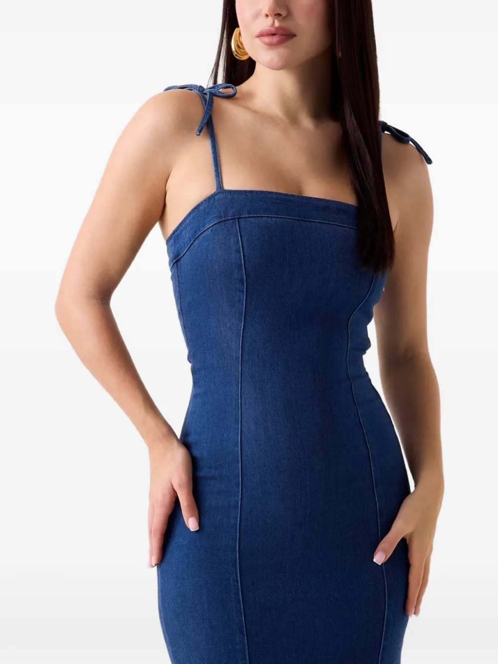 GUESS USA robe mi-longue à bretelles à nouer - Bleu