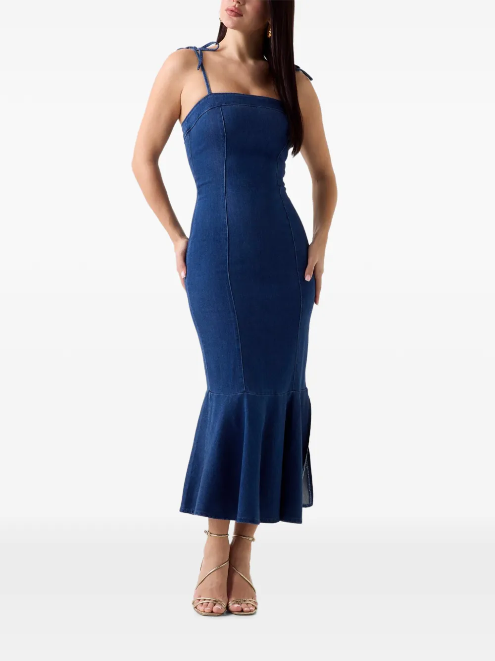 GUESS USA Midi-jurk met gestrikte bandjes Blauw