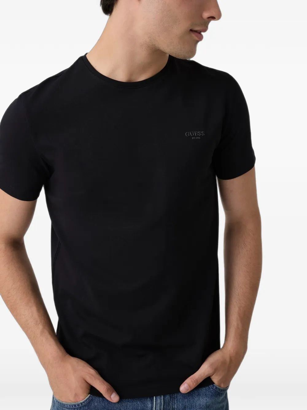 GUESS USA T-shirt met ronde hals Zwart