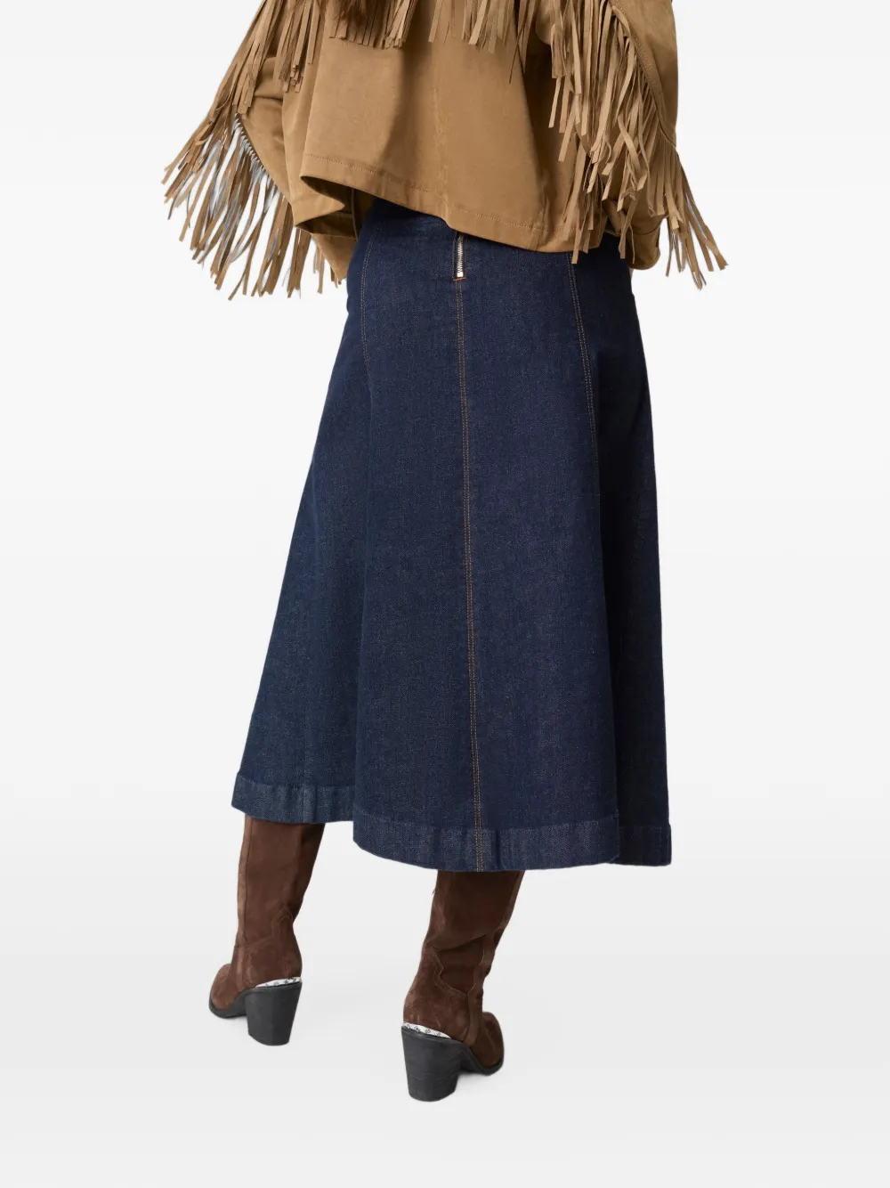 GUESS USA Rayne denim midi-rok met ceintuur Blauw