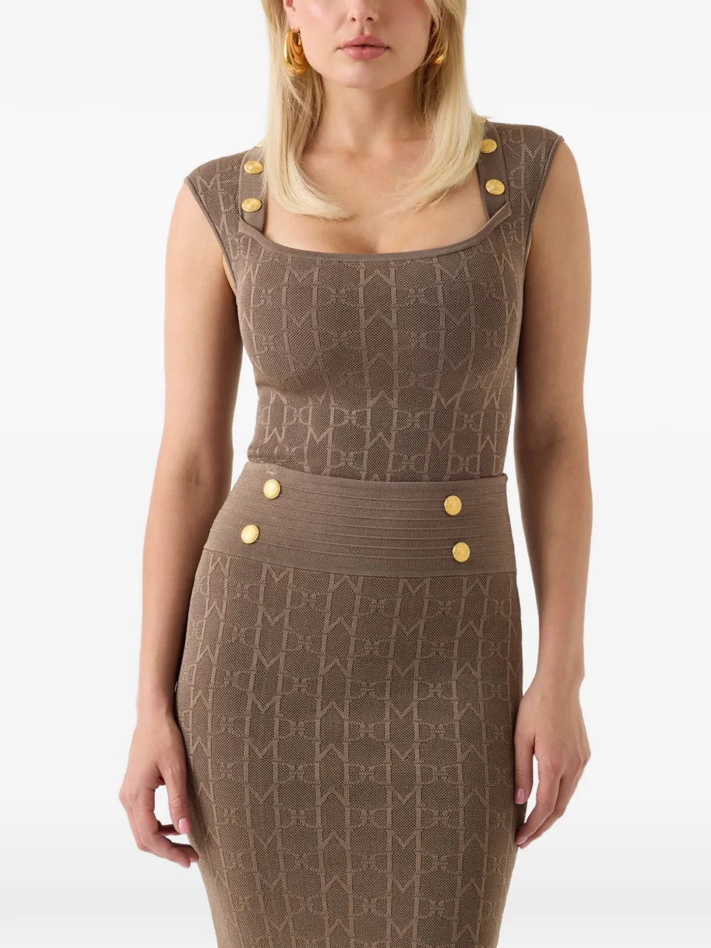 GUESS USA monogram-pattern square-neck blouse