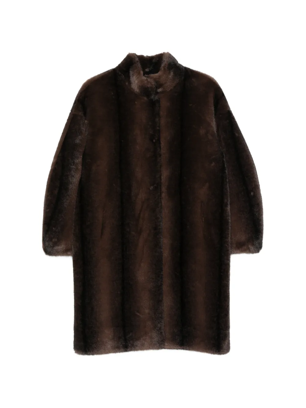 Betta Corradi Faux-fur Funnel-neck Coat In Brown